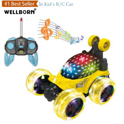 China RC Hobby Hot Speed 1:18 Remote Control 360 Rack Turn Light Stunt RC Car With Rechargeable Battery for sale