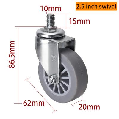 China EDL Mini Caster Wheels 2.5inch 30kg Threaded TPE by Swivel and Brake type for sale