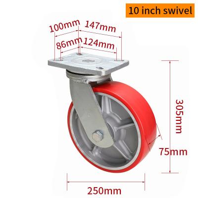 China EDL 10 pulgadas extra pesado TPU placa de rueda 1500kg carga freno giratorio rígido tipo 9310-86A en venta