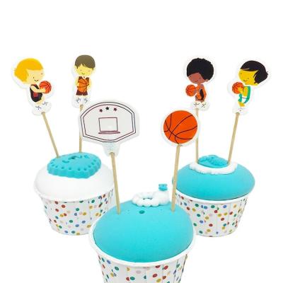 China Basketball Theme Cake Paper Topper For Boy Birthday Cupcake Topper Father's Day Cake Party Decorations Birthday Surprise Supplies for sale