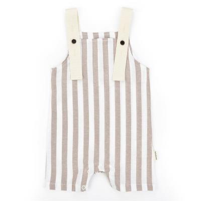 China Anti-pilling clothes summer baby boy and girl stripe fabric with suspender button overall shortall with baby romper for sale