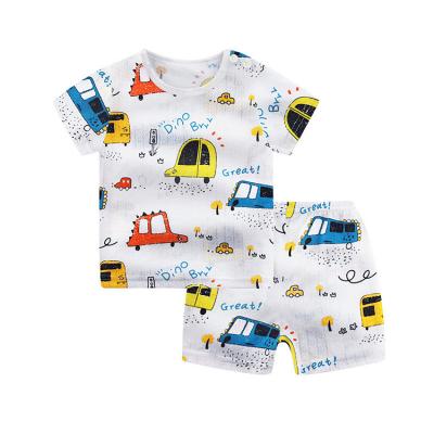 China Summer Antibacterial Hot Selling Kids Pajamas Set Bamboo Fiber Baby Boy Girls T-shirt Shorts Clothing Sets for sale