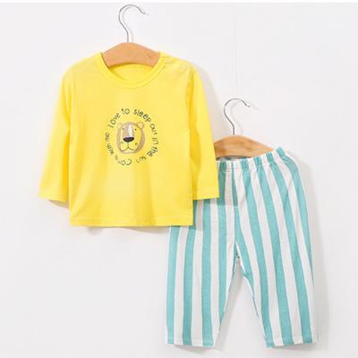 China Wholesale Antibacterial Breathable Baby Clothes Bamboo Fiber Infant Summer Thin Home Wear Suit Baby Pajamas Two-Piece Set for sale