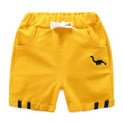 China Fade Proof Wholesale Color Cartoon Dinosaur Cotton Casual Embroidery Kids Summer Pants Boys Girls Canvas Shorts for sale
