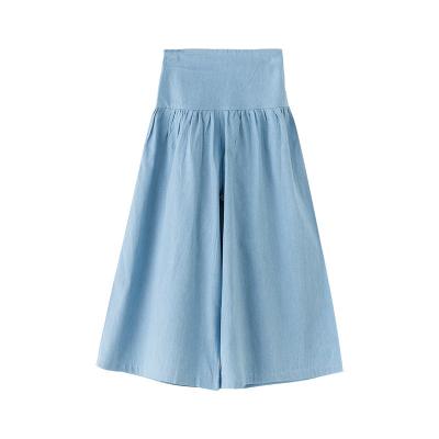 China 2020 Summer Children Girls High Waisted Leg Children Denim Breathable Wide Leg Pants Fashion Girl Teen Jeans for sale