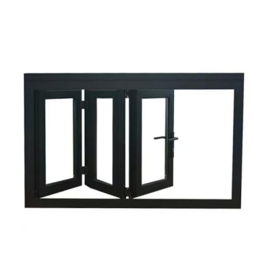 China Black Aluminium Bifold Windows Vertical Living Room Interior Soundproof Windows for sale