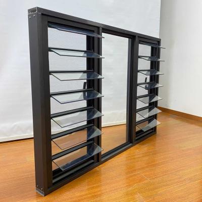 China Handle Open 6mm Aluminum Louver Windows Aluminium Glass Louvers Window With Handle for sale