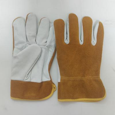 China Men's High Quality Leather Safety Glove Grain Cow Guantes de cuero Para Driver Fire Proof Construction Leather Working Gloves for sale
