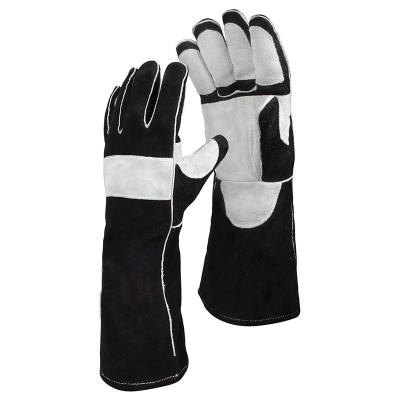 China Traditional Premium Extreme Abrasion Resistant Leather Welding Gloves Gauntlets BBQ Grilling Reinforced Leather Welders Glove Gloves for sale