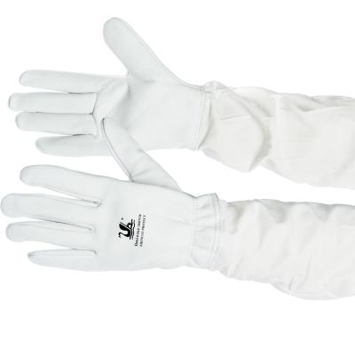 China Sting Proof Cuffs Extra Long Plain Twill Gloves Beekeeping Elastic Goatskin Gauntlets for sale