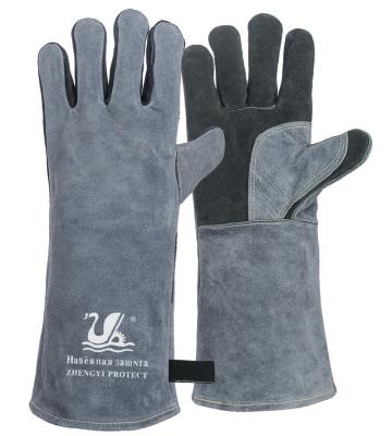 China Hot Selling Fire Proof Work Heated Glove Scare Protective Leather Safety Heat Resistant Welding Gloves for sale