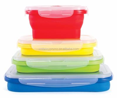 China Microwavable Collapsible Silicone Trash Cans Square Silicone Food Storage Containers for sale