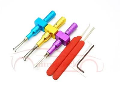 China Gold Six-Piece Locksmith Tools Set with Adjustable Cross-Shaped Lock Picking Tools Weighs 140g for sale