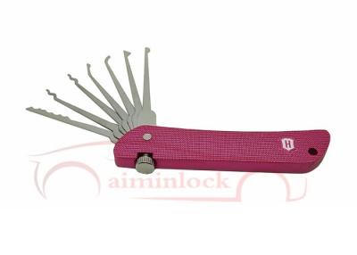 China Haoshi herramientas de cerrajería plegables 7 en 1 conjunto de recogida de cerraduras herramientas de cerrajería (rosa) en venta