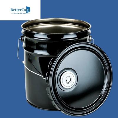 China 0.32mm-0.43mm Metal Paint Pail 20l Black Bucket With Lid for sale
