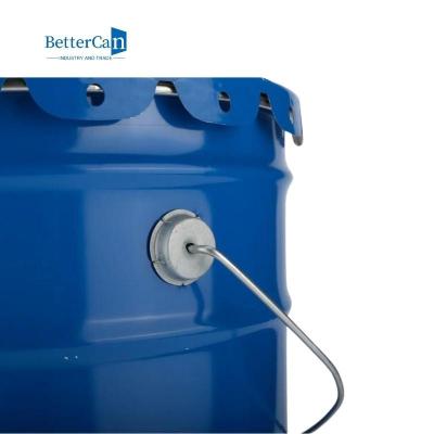 China Durable Painted Tin Buckets , Blue Empty Metal Pail With Lock Ring for sale