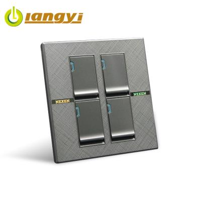 China Hot Electric Power 16A 250V Four Gang One Way Product South Asian Standard Four Gang One Way Indoor Wall Switch for sale