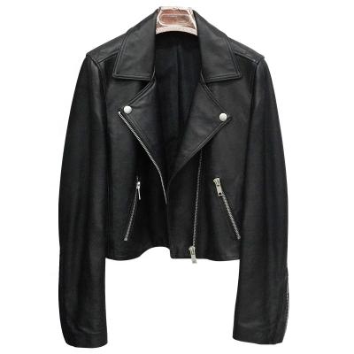 China Breathable custom fashionable natural ladies Warm genuine real women's pure leather jacket for sale