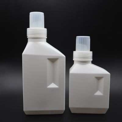China 500ml 1000ml White Square Washing Liquid Bucket Eco-friendly Custom Plastic Empty Laundry Detergent Bottles for sale