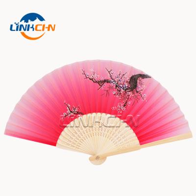 China China Affordable Promotional Bamboo Silk Folding Hand Fan for sale