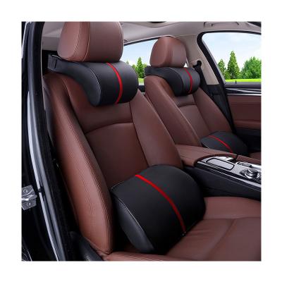 China Business/Luxury Factory Outlet Car Headrest Neck Pillow Pu Leather Car Headrest Cushion Memory Foam Cotton Pad Seat for sale