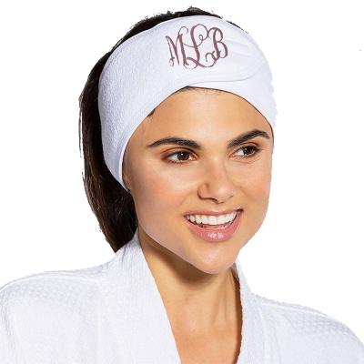 China Fashion Wholesale Custom Logo White Terry Cloth Facial Makeup Hairband Yoga Sport SPA Towel Headband for sale