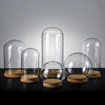 China China Wholesale Peep Lead Free Clear Glass Dome With Wooden Stand for sale