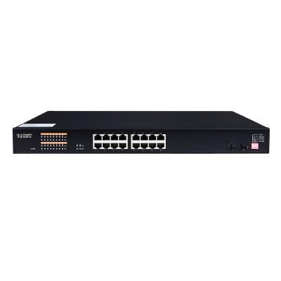 China fiber optic communication & 16 10/100/1000Base-TX Networking Port + 2 Port 100/1000Base-X SFP Ethernet Switch for sale