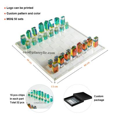 China Amazon Eco-friendly Hot Selling Acrylic Chess Set for Decoration with Chess Pieces for sale