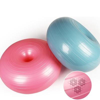 China Donut 2022 Wholesale Custom Logo Easy To Use High Quality Inflatable Donut PVC Yoga Ball With Pump for sale