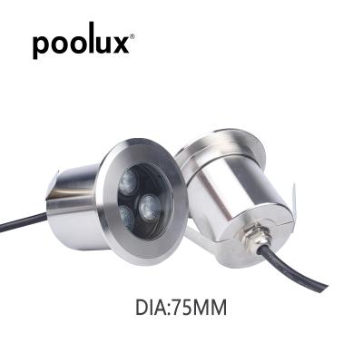 China DC24V Control 304 Stainless Steel Luxury Waterproof Recessed Bottom Light IP68 3w LED Monochromatic Water Light for sale