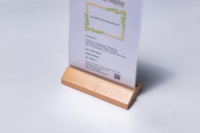 China T Shape Triangular Wooden Base Acrylic Block Photo Frame Acrylic Photo Holders for sale