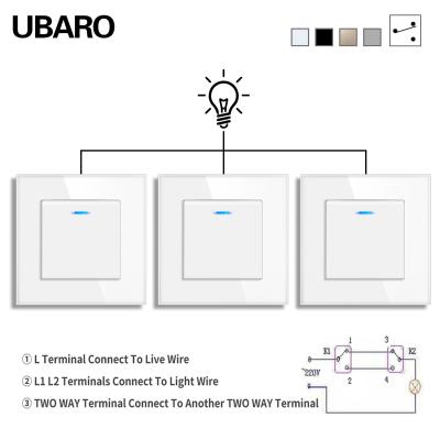 China 82Types EU Standard Wall Mounted Dual Light Switch For Home Office 1Gang 3Way Intermediate Switch 250V 10A 2000W/Gang for sale
