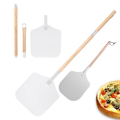 China FREE SAMPLE Stocked 12 Inch Pizza Aluminum Spinning Skin With Detachable Long Handle Large Pie Spatula For Oven And Grill Baking Tool for sale