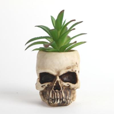 China Europe Customized Resin Flower Pots Artificial Human Head Skull Pot Planter For Home Bar Decoration for sale