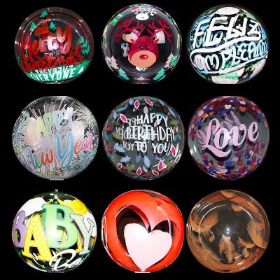 China Gift Toy Custom Printed Model Lights Bobo Balloon 22 20 Wedding Party LED Bobo Balloon Set 18 Inch Bubble Balloon for sale