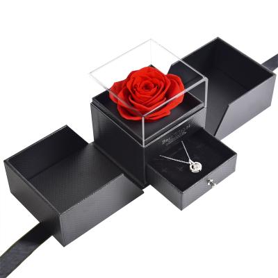 China The Gift True Rose With Love You Necklace Preserved Eternal Wholesale In 100 Languages Gift Set Preserved Forever Rose Box for sale