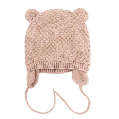 China COMMON Cute Soft Warm Winter Boys Girls Ribbed Earflap Ear Flap Baby Bear Ear Lining Cotton Beanies Knit Hats Beanie Hat for sale