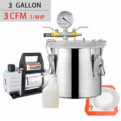 China vacuum degassing 3cfm vacuum pump and 3gallon resin degassing chamber kit for sale