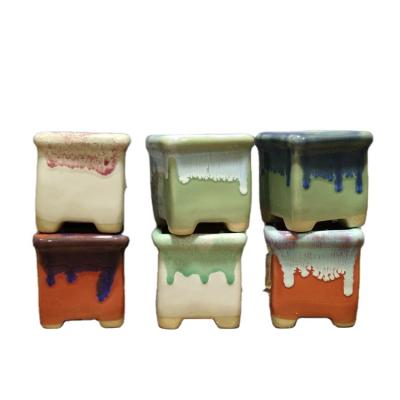 China Wholesale Breathable Small Size Inch Chandelier Flow Pot Plant Pottery Flowerpot Desktop Ornament Traditional Ceramic Succulent Planter for sale