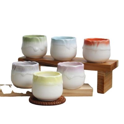 China Traditional wholesale popular succulent plant pot kiln ice cracking flower pot planter porcelain craft garden ceramic breathable small basin for sale