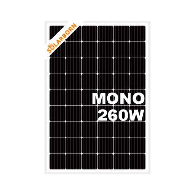 China Solarborn system factory direct sales 260w 220v power price solar cell paneles solar panel manufacturers for sale