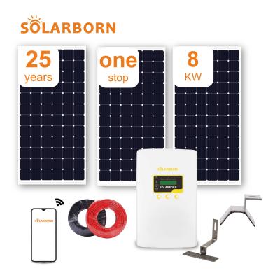 China Solarborn Home European Oversea Warehouse 8kw Complete On Grid Panel Inverter Mounting Home Power Solar Power System for sale