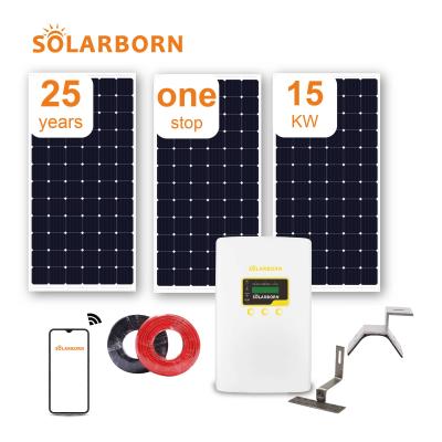 China Home Solarborn Most Advanced Technology 15KW Full On Grid Panel Inverter Mounting Home Power Solar Energy System for sale