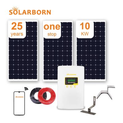 China Home Solarborn Most Popular 10kw Complete On Grid Panel Inverter Mounting Home Power Solar Energy System for sale