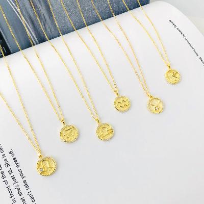 China Best Product 12 Zodiac Signs Necklace Circle Coin Necklace CLASSIC 925 Sterling Silver Necklace for sale