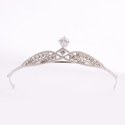 China Silver Princess Bridal Tiara Crown Zircon BRIGHT DA056 Wedding Tiaras Jewelry Party Tiara Crystal Pageant Crowns Bride Hair Accessories for sale