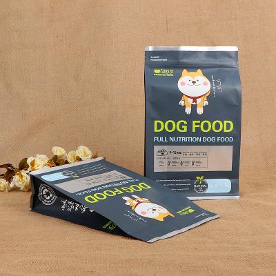 China Factory Price Moisture Proof Custom Printed Flat Bottom Eight Side Seal Stand Up Dog Food Packaging Bag for sale