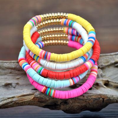 China Neo-Gothic Jewelry Color Sliced Clay Bracelet Mix Match Bracelet Jewelry Woman Woman Beach Style Sweet Five for sale