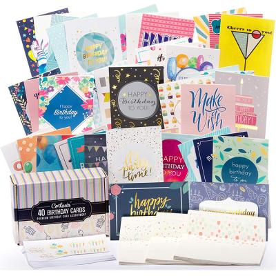 China White Card Paper Custom Assorted Designs Bulk Premium Set Of 40 Baby Cards , Birthday Greeting Cards for sale